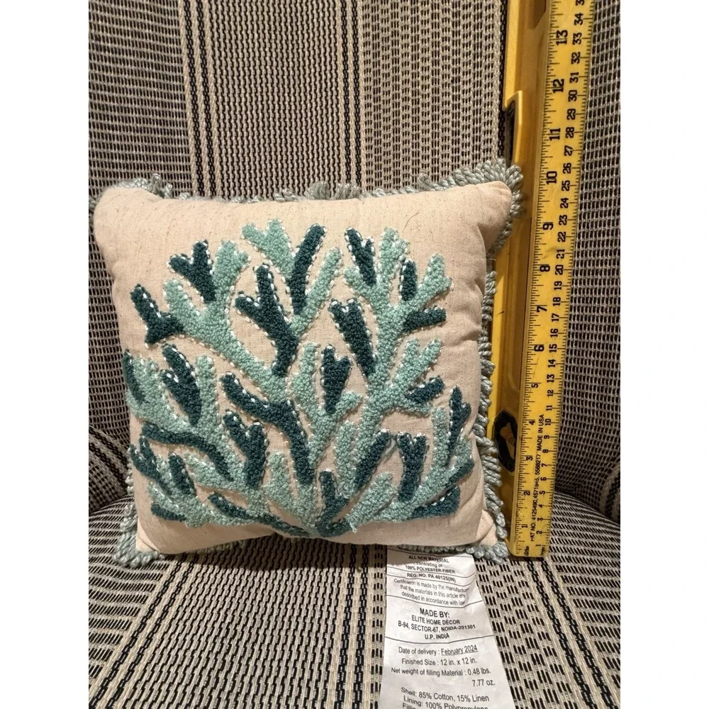 New Elite‎ Home Decor Pillow Heavy Embroidered Coastal 12